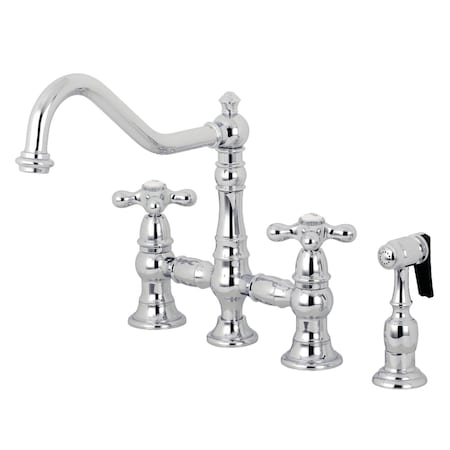 KS3271AXBS Restoration 8 Bridge Kitchen Faucet W/ Sprayer, Chrome